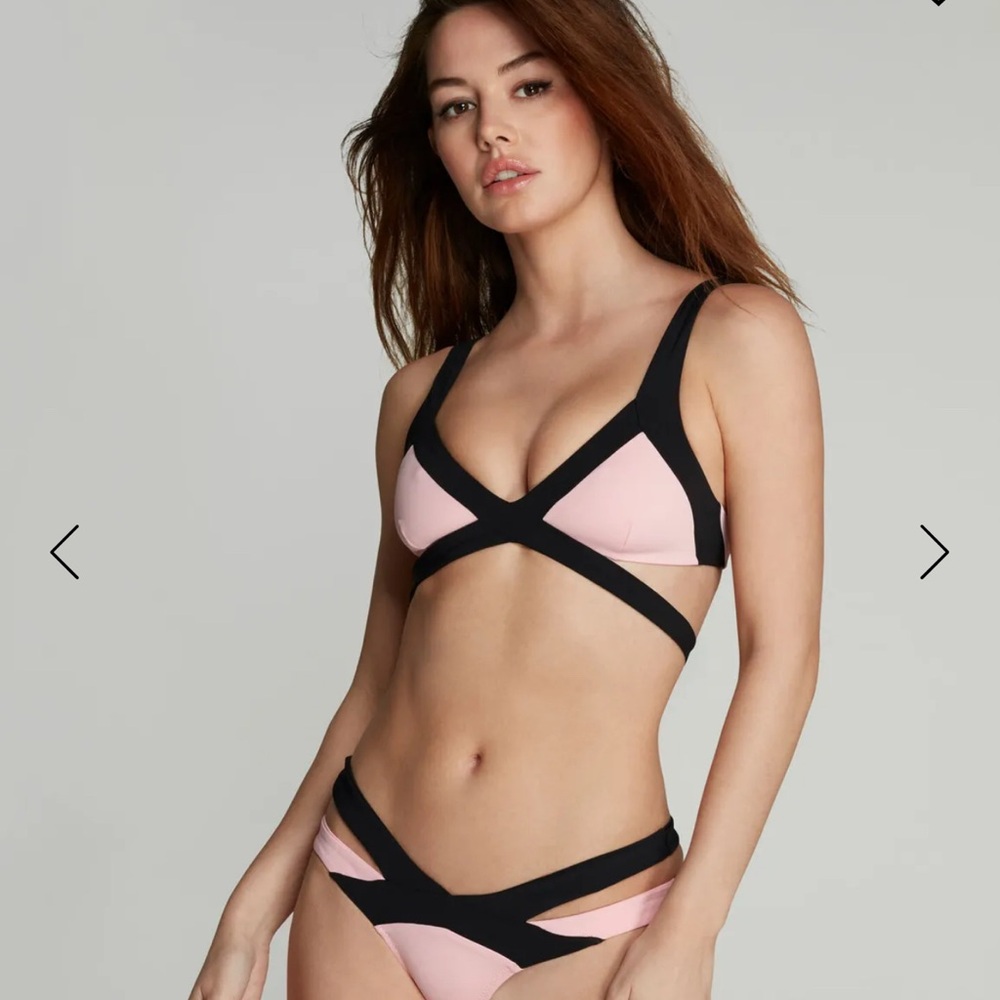 Agent Provocateur Black and Pink Bikini Set Swimwear